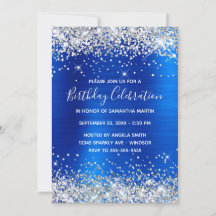 Silver Glitter Blå Ombre Födelsedagsfirande