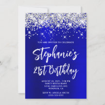 Silver Glitter Blå Satin Djärv 21-årsdag
