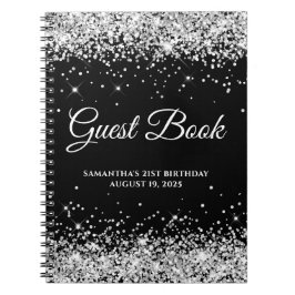 Silver Glitter Black 21:a födelsedagsboken Anteckningsbok