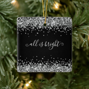 Silver Glitter Black All är ljust Namn år Julgransprydnad Keramik