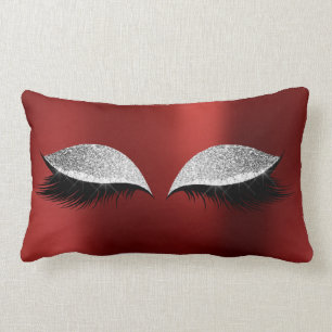 Silver Glitter Black Glam Makeup Cat Ruby Red Vin Lumbarkudde