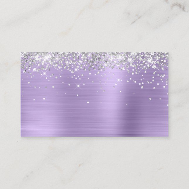 Silver Glitter Blek Lila Foil Blank Placeringskort (Baksida)