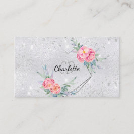 Silver glitter blommigt makar skönhet i håret visitkort