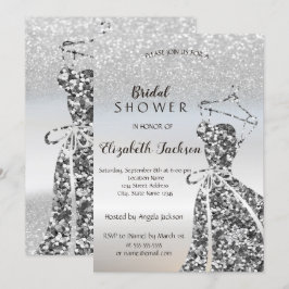 Silver Glitter Bokeh Paljetter Klänning Bröllopsfe Inbjudningar