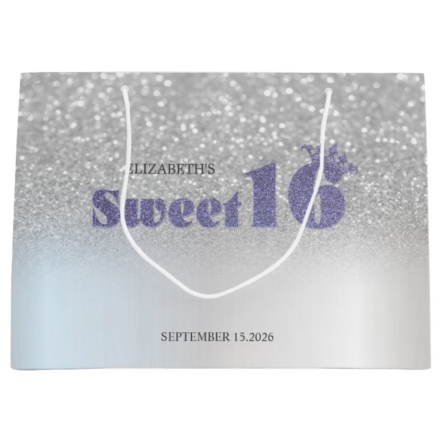 Silver Glitter Bokeh Sweet 16 Crown (Framsidan)