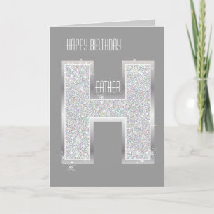 Silver Glitter Bokstav H Kort