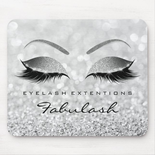 Silver Glitter Branding Beauty Studio Lash Grått Musmatta (Framsidan)