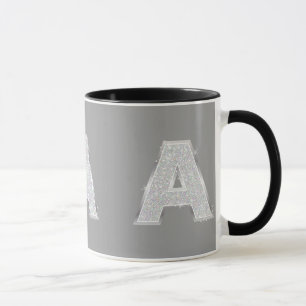 SILVER GLITTER BREV A MUGG