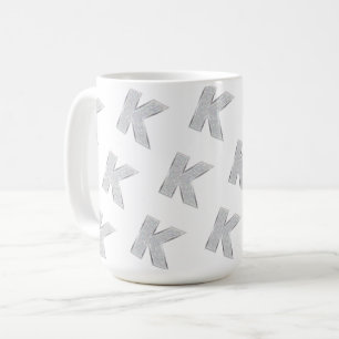 SILVER GLITTER BREV K KAFFEMUGG