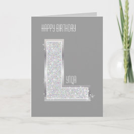SILVER GLITTER BREV L KORT