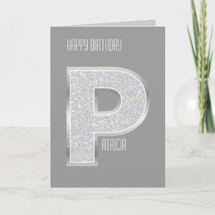 SILVER GLITTER BREV P KORT