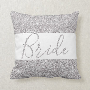 Silver Glitter Bride Elegant bröllop Kudde