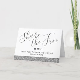 Silver Glitter Bröllopsfest Hashtag Sign Bord Kort