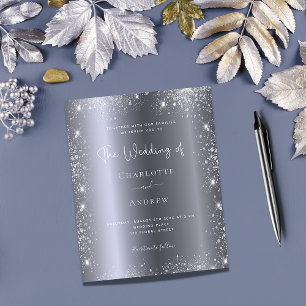Silver glitter budget svenskt bröllopsinbjudan RSV