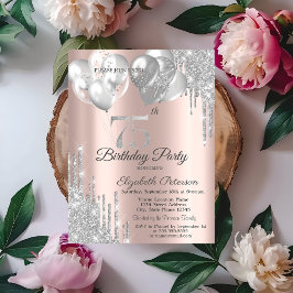 Silver Glitter-bussbussarna 75:e födelsedag Inbjudningar