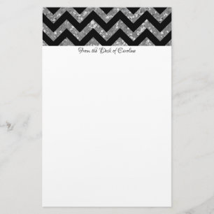 Silver Glitter Chevron Brevpapper