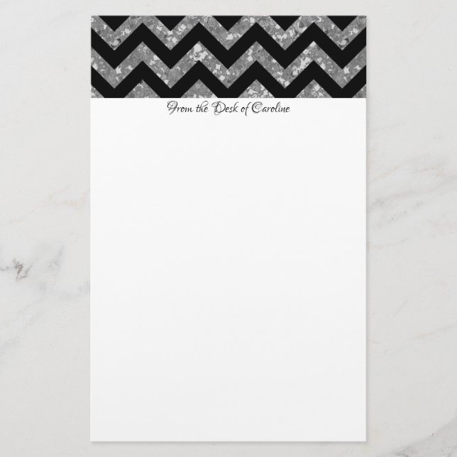 Silver Glitter Chevron Brevpapper (Framsida)