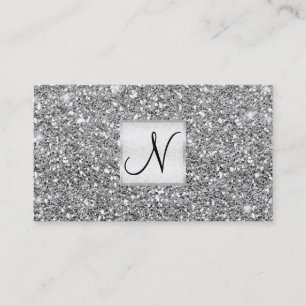 Silver Glitter Chic Glam Glitzy Salong Spa Visitkort