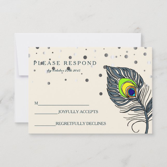 Silver Glitter Confetti Peacock Feather Blue OSA (Framsida)