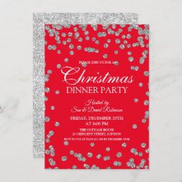 Silver Glitter Confetti Röda julen Helgdag Inbjudningar