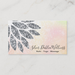 ~ Silver Glitter Dahlia Mandala Pastel Blommigt AP Visitkort