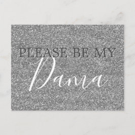 Silver Glitter Dama Quinceanera Frieri Inbjudan Vykort