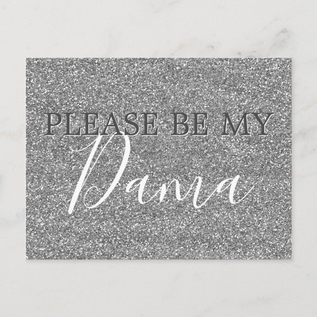 Silver Glitter Dama Quinceanera Frieri Inbjudan Vykort (Framsida)