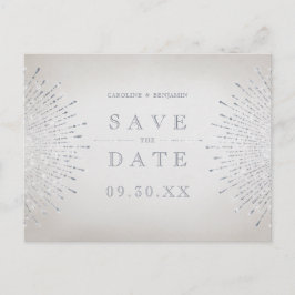 Silver glitter deco vintage bröllop spara datumet meddelande vykort