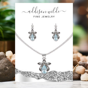 Silver Glitter Diamant Halsband Örhänge Display Visitkort