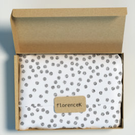 Silver Glitter diamanter Dots Confetti White Presentpapper