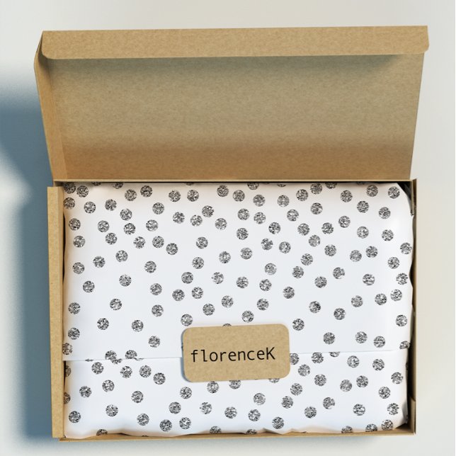 Silver Glitter diamanter Dots Confetti White Presentpapper (Silver Glitter Diamonds Dots Confetti White Wrapping Paper)