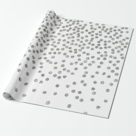 Silver Glitter diamanter Dots Confetti White Presentpapper