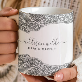 Silver Glitter Diamanter Glam Företag Kaffemugg