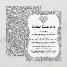 Silver Glitter Diamanthjärta Säkerhetsåtgärder Tilläggskort
