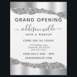 Silver Glitter Diamond Glam Business Grand Open Reklamblad<br><div class="desc">Silver Glitter Diamond Glam Business Grand Open Flyer. Elegant silver glitter-handskrivet stil-kalligrafskript,  professionell design. Perfekt för konstnärer,  hårstilister,  kosmetologer med mera!</div>