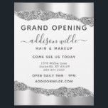 Silver Glitter Diamond Glam Business Grand Open Reklamblad<br><div class="desc">Silver Glitter Diamond Glam Business Grand Open Flyer. Elegant silver glitter-handskrivet stil-kalligrafskript,  professionell design. Perfekt för konstnärer,  hårstilister,  kosmetologer med mera!</div>
