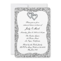 Silver Glitter Diamond Hearts Rehearsal Dinner