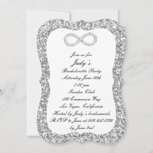 Silver Glitter Diamond Infinity Bachelorette Party Inbjudningar