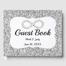 Silver Glitter Diamond Infinity Bröllop Guestbook