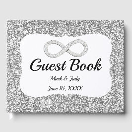 Silver Glitter Diamond Infinity Bröllop Guestbook Gästböcker