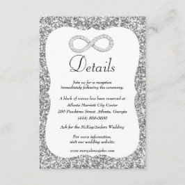 Silver Glitter Diamond Infinity Bröllopsdetaljer Tilläggskort