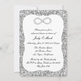 Silver Glitter Diamond Ofinity Rehearsal Dinner Inbjudningar