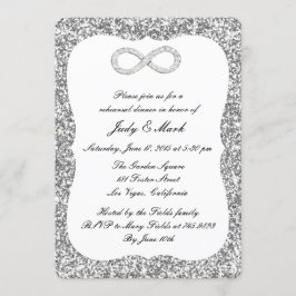 Silver Glitter Diamond Ofinity Rehearsal Dinner Inbjudningar