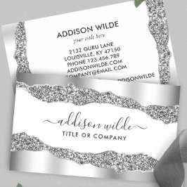 Silver Glitter Diamonds Glam Professionell Visitkort