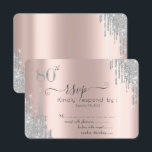 Silver Glitter Dreglar, Eiffeltornet 80th RSVP  Inbjudningar<br><div class="desc">Eleganta silverglitterdropar,  och silverglitter Eiffeltornet på en roséguld bakgrund.</div>