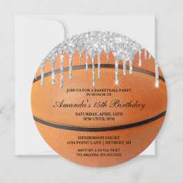 Silver Glitter Drip Basketbolls Inbjudan