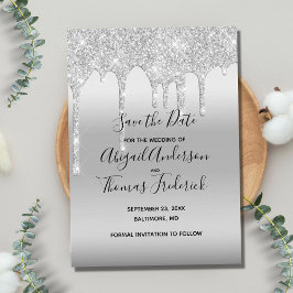 Silver Glitter Drip Glam Trendigt Spara Datum Datumet