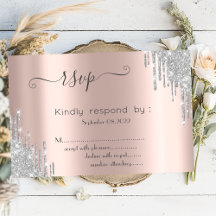 Silver Glitter Drips Bar Mitvah RSVP