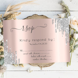 Silver Glitter Drips Bar Mitvah RSVP Inbjudningar