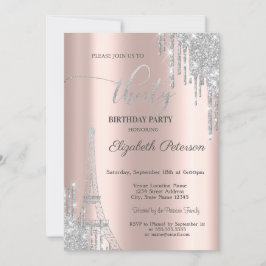 Silver Glitter Drips, Eiffeltornet 30-årsdag  Inbjudningar